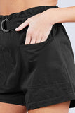 Side Pocket Rolled Up Paper Bag Cotton Short Pants