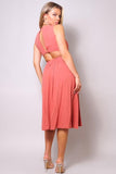 Sleeveless Back Cutout Linen Midi Dress Naughty Smile Fashion