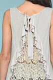 Sleeveless Back Lace Ruffle Detail Tank Top Naughty Smile Fashion