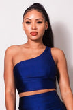 Sleeveless One Shoulder Bustier Crop Top Naughty Smile Fashion