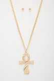 Snake Wrap Cross Pendant Curb Link Necklace Naughty Smile Fashion