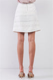 Snow-whine Striped High-waisted See-through Sheer Mesh Strips Cut-ins A-line Mini Skirt