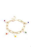 Sodajo Pearl Colorful Bead Oval Link Bracelet