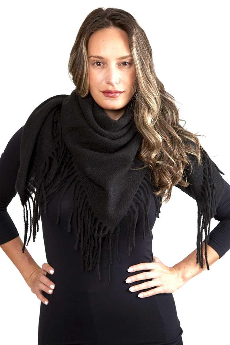 Solid Color Blanket Scarf With Fringes Naughty Smile Fashion