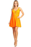 Solid Fit And Flare Dress With Back Zipper Closure, Cutouts, And Spaghetti Straps Naughty Smile Fashion