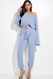Solid French Terry Long Sleeve Tie Front Slouchy Top And Jogger Pants Two Piece Set #Dresswomen #Shorts #Youtubeshorts