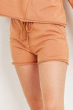 Solid French Terry Waist String With Raw Bottom Hem Shorts