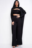 Solid Heavy Rayon Spandex Tube Top, Long Sleeve Cape Top And Wide Leg Pants 3 Piece Set #Dresswomen #Shorts #Youtubeshorts