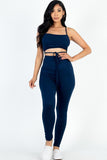 Solid Tie Front Cut Out Jumpsuit Naughty Smile Fashion