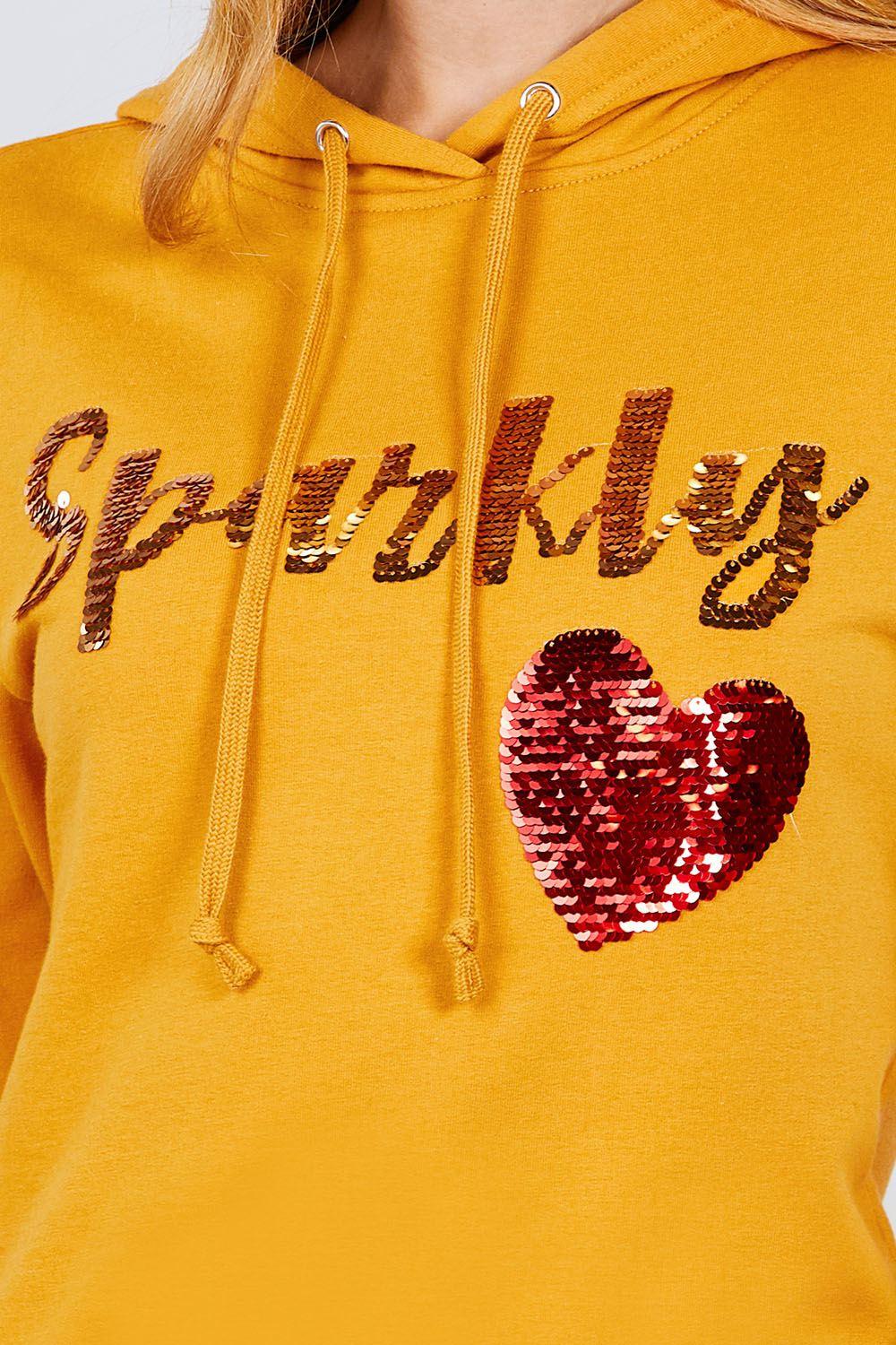 Sparkly Sequins Hoodie Pullover Naughty Smile Fashion