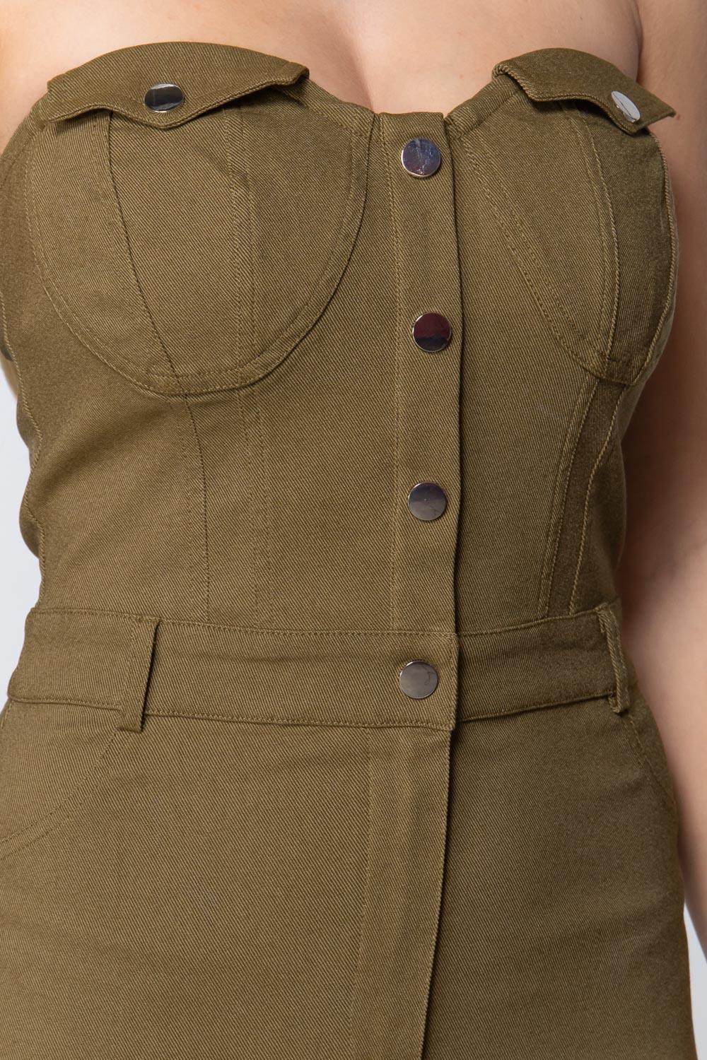 Strapless Button Down Mini Dress Naughty Smile Fashion