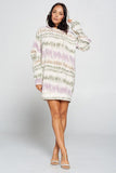 Terry Brushed Print Sweater Dress Naughty Smile Fashion