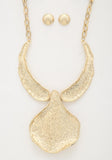 Textured Oversized Metal Necklace Naughty Smile Fashion