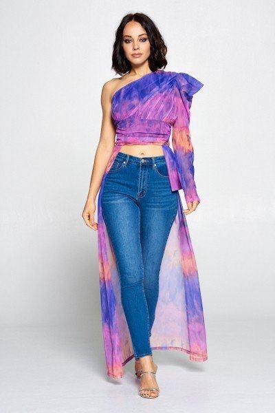 Tie Dye One Shoulder Top Naughty Smile Fashion