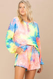 Tie-dye Printed Knit Top And Shorts Set Naughty Smile Fashion