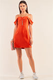 Tomato Red Sweetheart Neck Off The Shoulder Mini Dress Naughty Smile Fashion