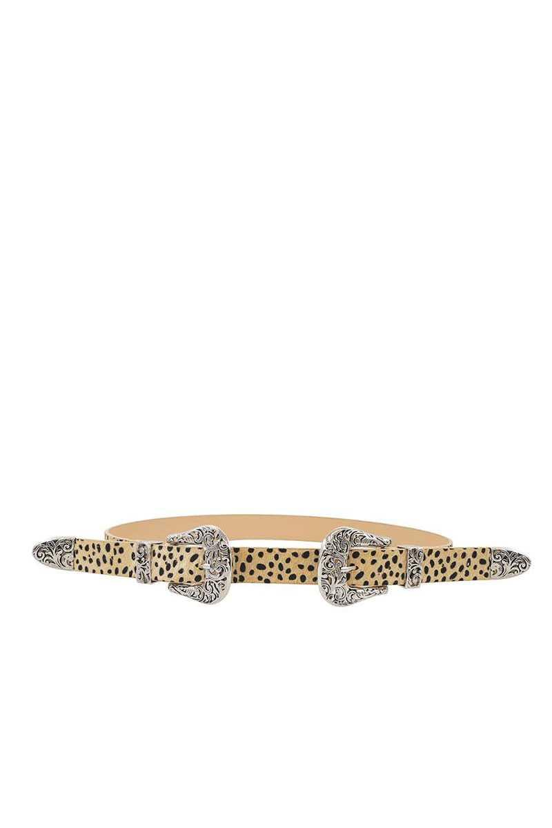 Trendy Stylish Leopard Double Buckle Belt Naughty Smile Fashion