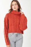 Turtle Neck Loose Fit Cable Knit Sweater Naughty Smile Fashion