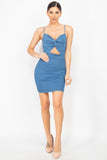Twisted Front Cutout Denim Dress Naughty Smile Fashion