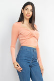 Twisted Velvety Long Sleeve Crop Top Naughty Smile Fashion