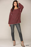 Two-tone Sold Round Neck Sweater Top With Piping Detail Naughty Smile Fashion