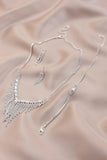 V Shape Dangle Rhinestone Bridal Bracelet Necklace Set
