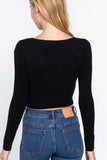 V-neck Front Knotted Crop Sweater Naughty Smile Fashion