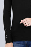 V-neck Sweater W/rivet Button Naughty Smile Fashion