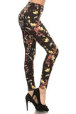 Vine Printed High Waisted Knit Leggings In Skinny Fit With Elastic Waistband Naughty Smile Fashion