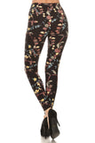 Vine Printed High Waisted Knit Leggings In Skinny Fit With Elastic Waistband