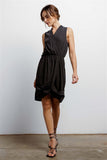 Washed Black Wrap Sleeveless V-neck Mini Dress