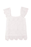 White Lace Crochet Ruffled Square Neck Tank Top Naughty Smile Fashion