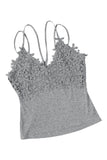 White Lace Overlay Strappy Hollow-out Tank Top