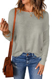 White Solid Drop Shoulder Pullover Sweater