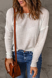 White Solid Drop Shoulder Pullover Sweater