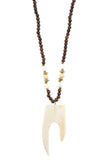 Wooded bead pendant long necklace