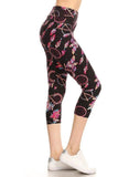 Yoga Style Banded Lined Dreamcatchers Printed Knit Capri Legging With High Waist. Naughty Smile Fashion