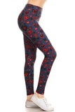 Yoga Style Banded Lined Heart Print, Full Length Leggings In A Slim Fitting Style With A Banded High Waist