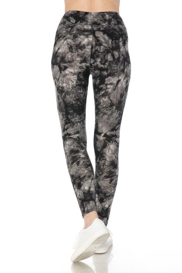 Yoga Style Banded Lined Multi Printed Knit Legging With High Waist Naughty Smile Fashion