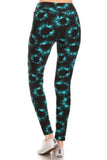 Yoga Style Banded Lined Tie Dye Printed Knit Legging With High Waist