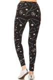 Yoga Style Banded Lined Tree Printed Knit Legging With High Waist Naughty Smile Fashion
